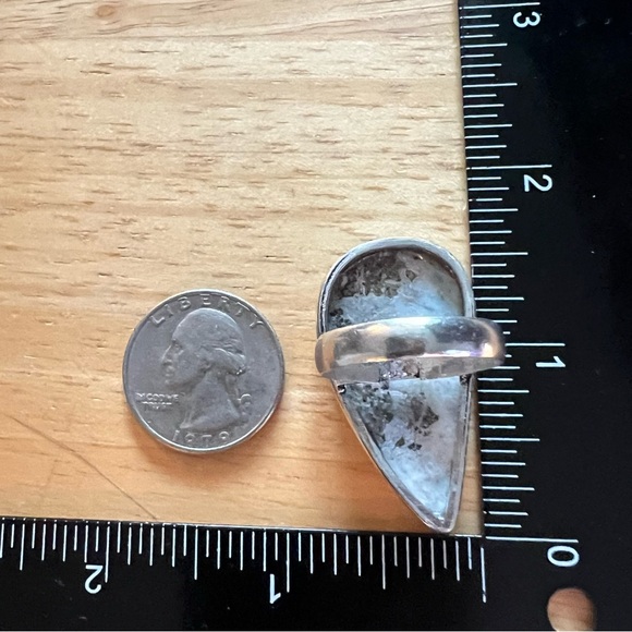 New Blue Larimar Stone Silver Overlay Ring Size 10 - Picture 4 of 9